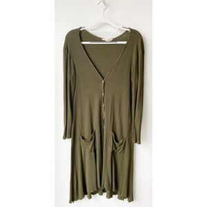 ONETHELAND Olive Green Ribbed Duster Cardigan